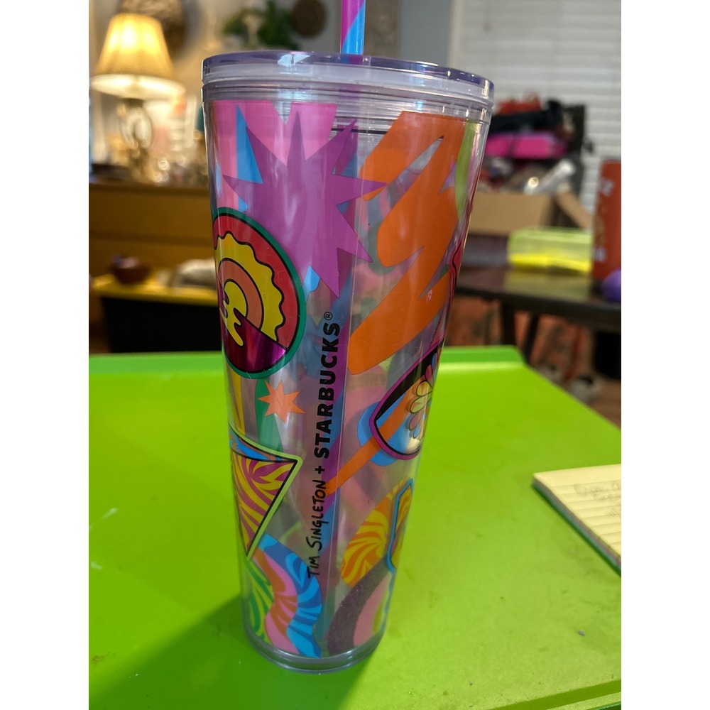 Starbucks Tim Singleton Venti Tumbler 24oz Cold Cup Pop Art Pride Multicolor New